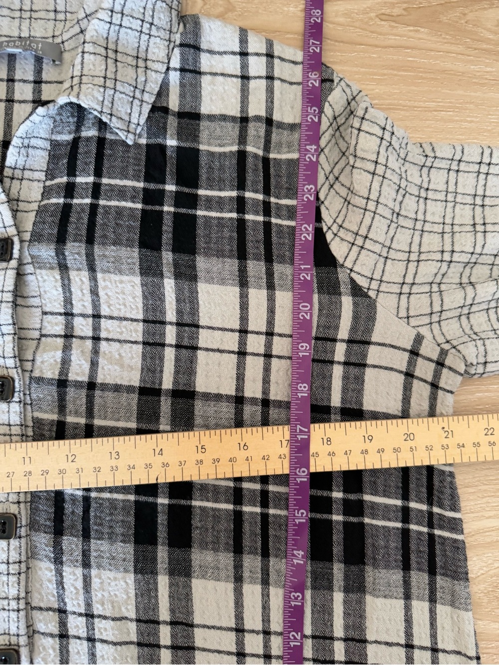Habitat Medium Grey Black Plaid Checkered Shirt Button Up Fall Relax Lagen - Picture 5 of 5